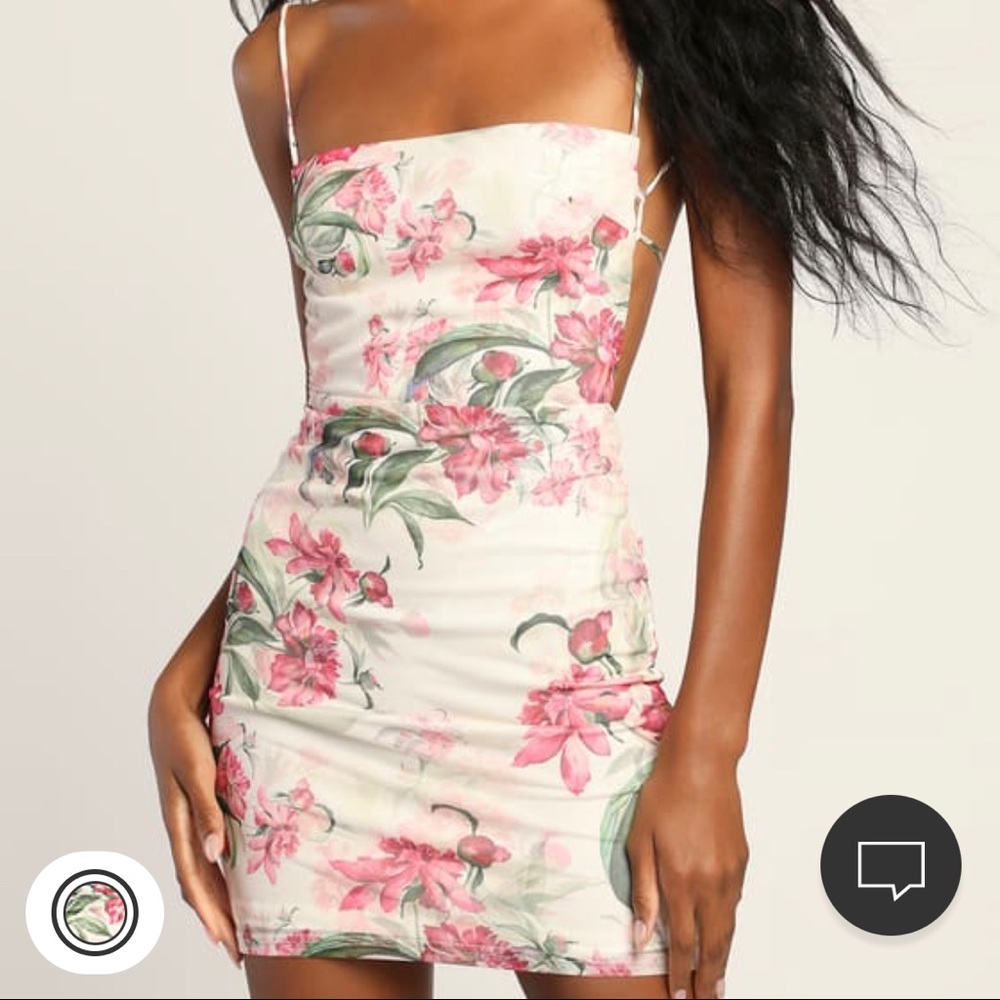 Lulus White Floral Backless Mini Dress